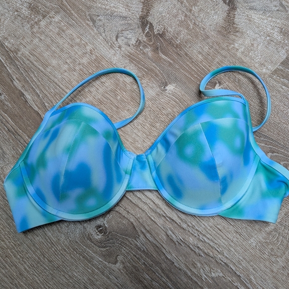 NEW 93 Play Street Sadie Blue Tropical Wave Bikini Top Size XL - Picture 2 of 9